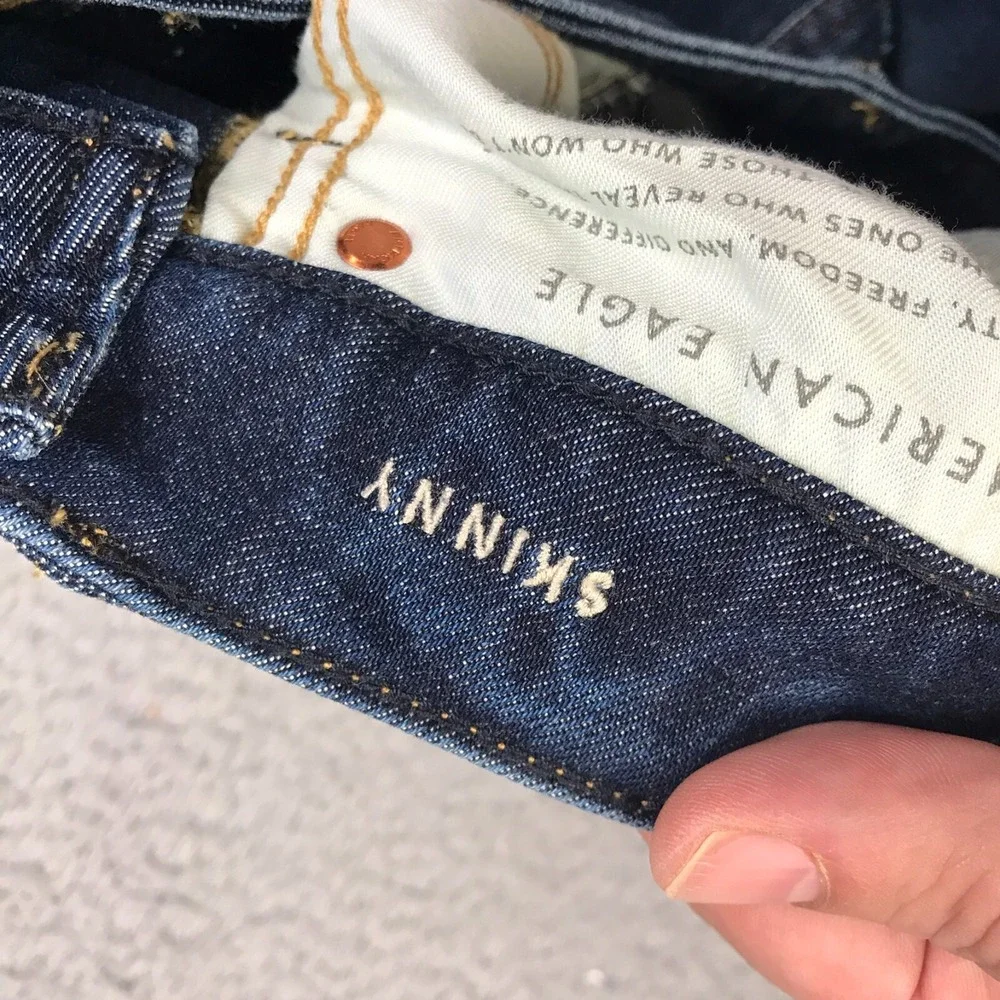 American Eagle Skinny Jeans Mens 29x32 Distresse Dark Wash Stretch Denim NEW NWT